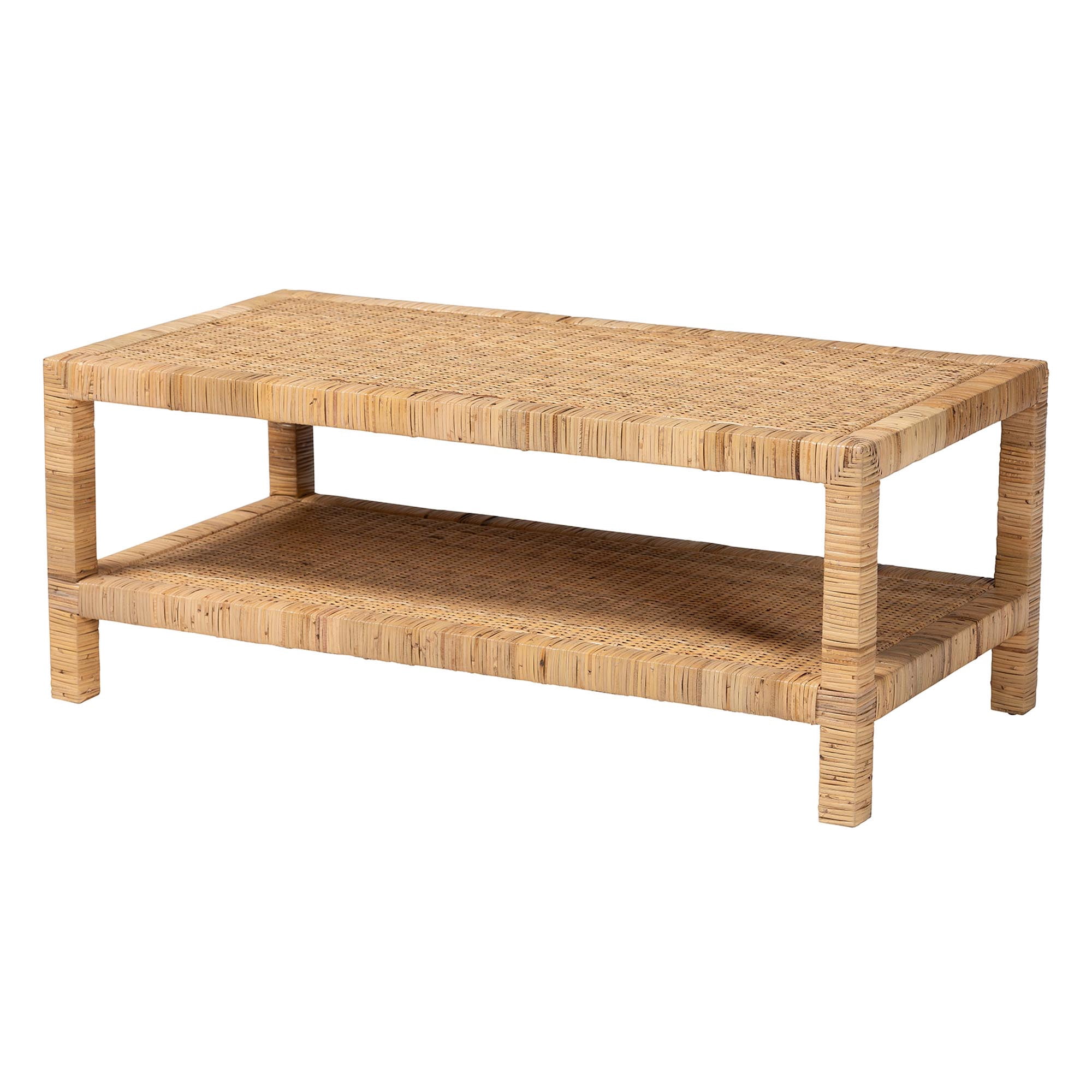 bali & pari Kalimantan Boho Coffee Table, Rectangle, Light Honey