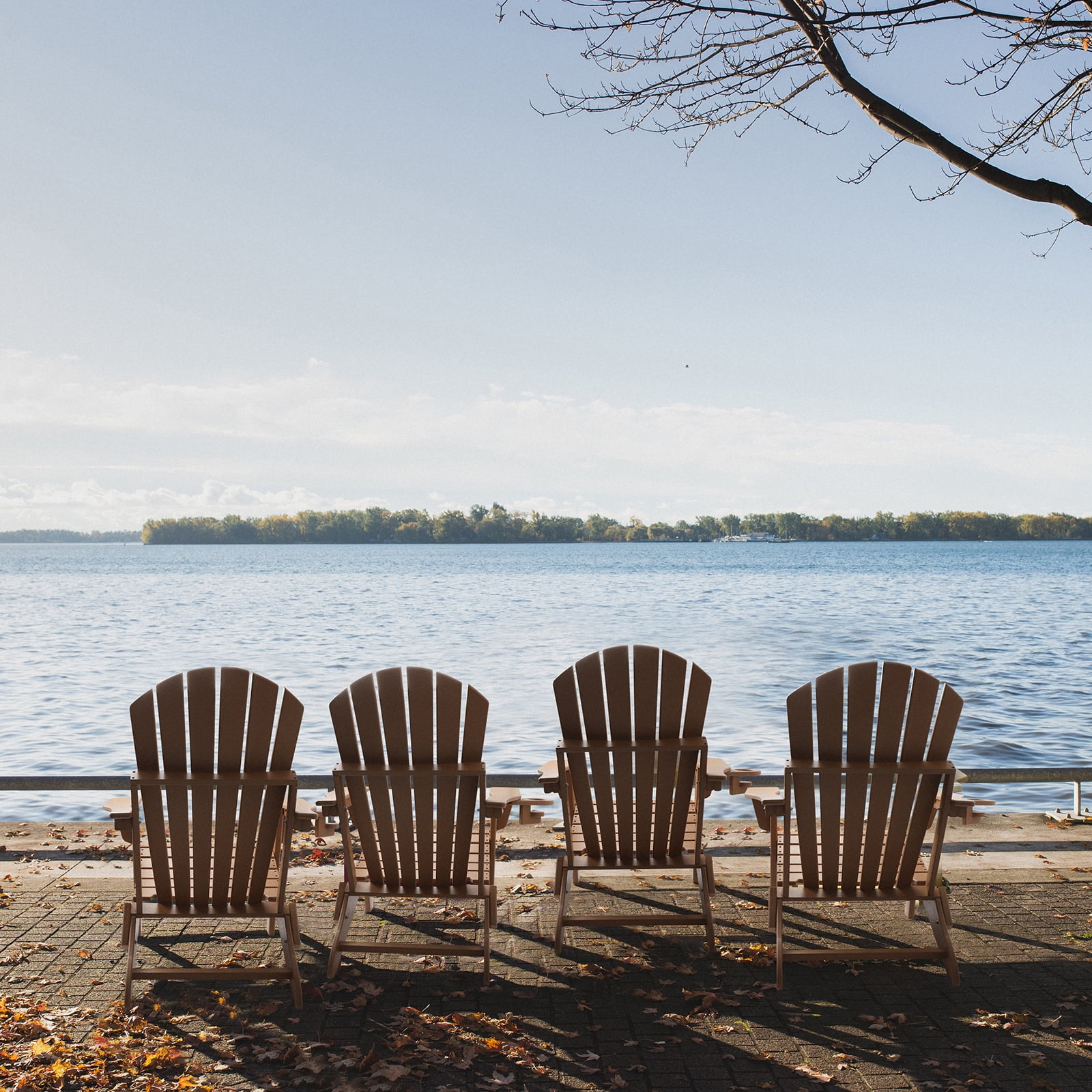 FUNBERRY Folding Adirondack Chair Set of 3, All Weather HDPE Fire Pit Chairs with Cup Holder for Outdoor