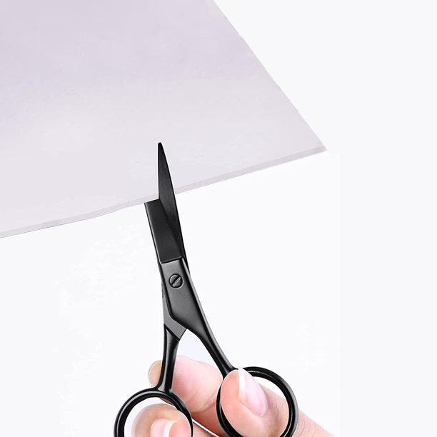 Tijeras para barba, tijeras para bigote de acero inoxidable, herramienta de belleza para recortar el cabello de orejas y nariz con estuche de cuero Uso de seguridad para cejas, pestañas A ShuxiuWang 8390613468970