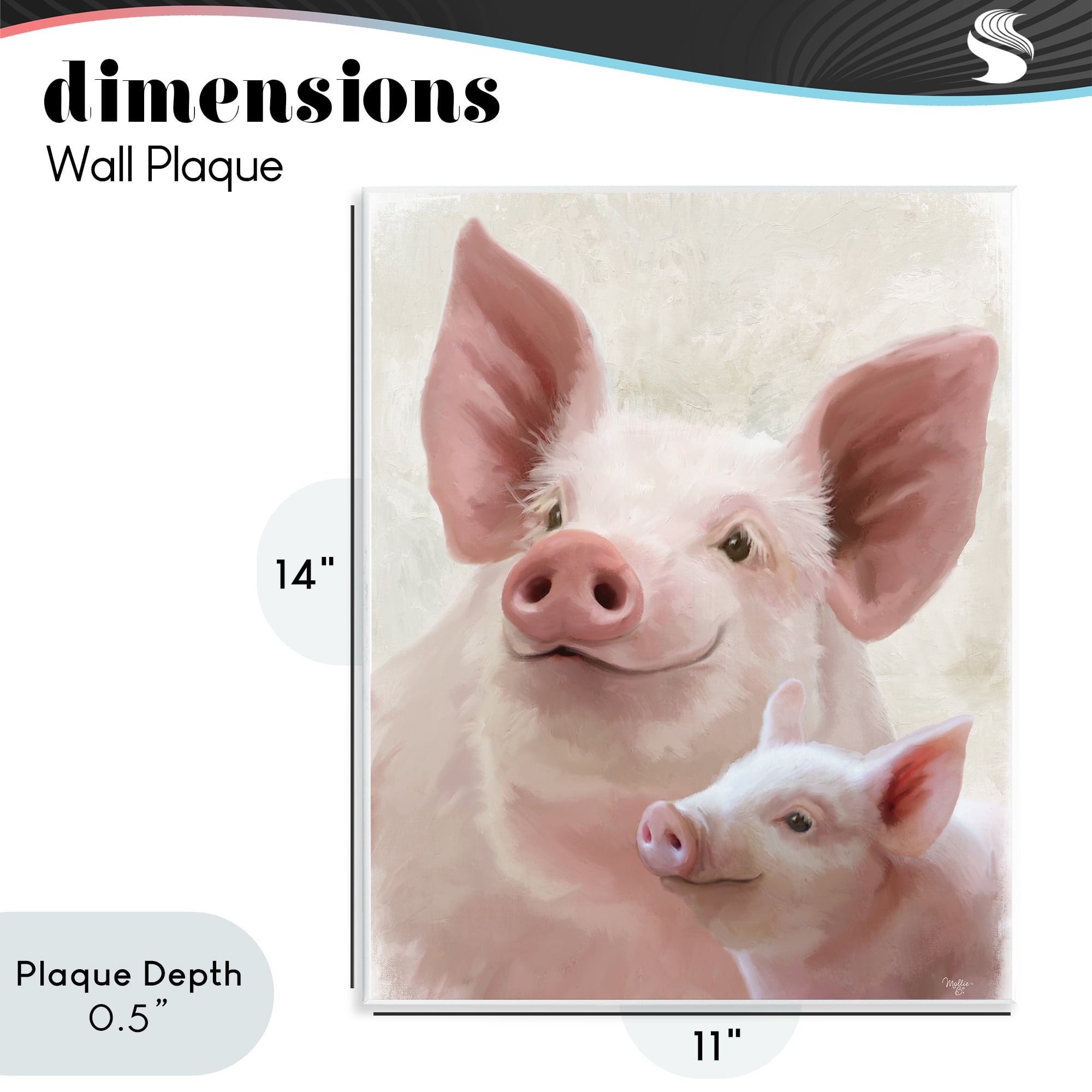 Stupell Industries Piglet & Mom Portrait Wall Plaque Art, design by Mollie B.