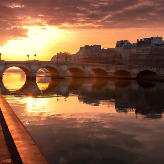 Paris at Sunset - 12" x 12" Art Print