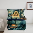 thumbnail image 5 of Manfei Rustic Rv Queen Comforter Set,Vintage Tent Pattern Comforter Sets Queen,Green,Navy Blue Reversible,3-Piece,1 Comforter and 2 Pillowcases, 5 of 7