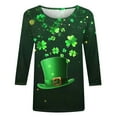 thumbnail image 4 of T-Shirt à Col Rond Imprimé de la Saint-Patrick pour Femmes, Manches Trois Quarts 3/4, Coupe Ample, 4 of 5