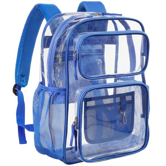 Mochila transparente PACKISM de 17 pulgadas, grande, para escuela, azul