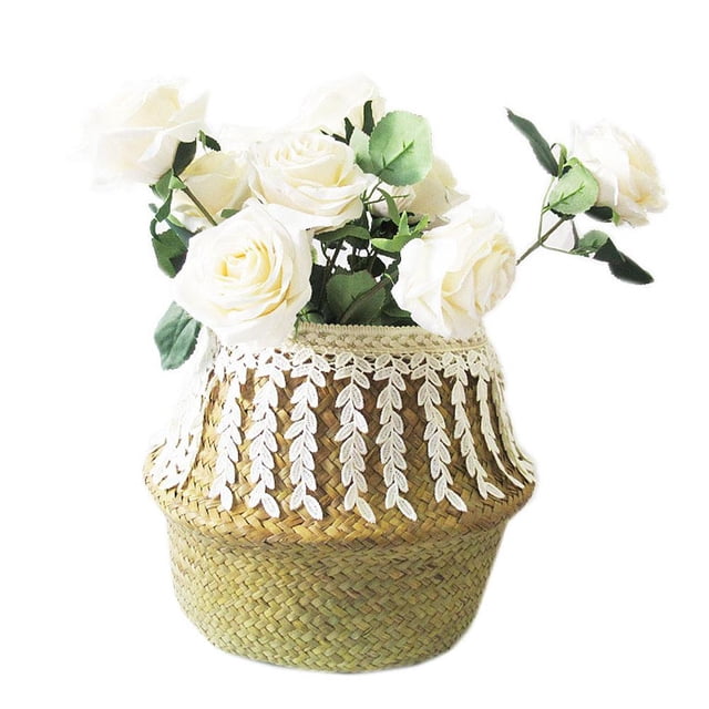 Almacenamiento Plegable Cesta De Lavandería Tejida A Mano Maceta Natural Decoración Para El Hogar Inevent HA043558-03