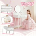 thumbnail image 6 of Pirecart Kids Vanity Set with Mirror and Stool, 2 in 1 Girl Vanity Set with Drawer, Princess Makeup Dressing Table with Detachable Top for Age 3+, White, 6 of 8