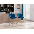 thumbnail image 6 of Guyou 26” Counter Height Bar Stools Set of 2, Modern Velvet Upholstered Kitchen Island Chairs, Barstools with Back and Footrest for Kitchen Island Pub Restaurant, Blue, 6 of 9