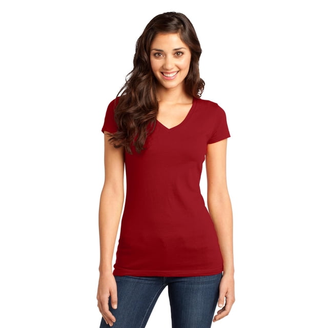 Camiseta Distrito DT6501 muy importante para jóvenes cuello en V Rojo Clásico S