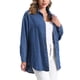 thumbnail image 4 of CAMISA DE MEZCLILLA CASUAL PARA MUJER INSPIRE CHIC, MANGAS LARGAS, ABOTONADA, TALLA XS, AZUL, 4 of 6