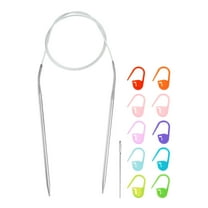 Uxcell Knitting Needles Size US 6(4mm) Circular Needle 31 Inch(80cm) Round Metal Stainless Steel Needle with Needles for Handmade Projects DIY Knitting