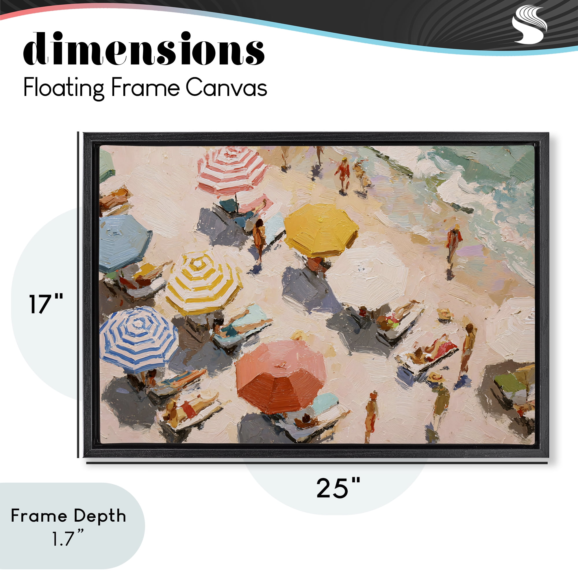 Stupell Industries Summer Beach Fun Expression Black Framed Floater Canvas Wall Art, design by Jacky Ngan