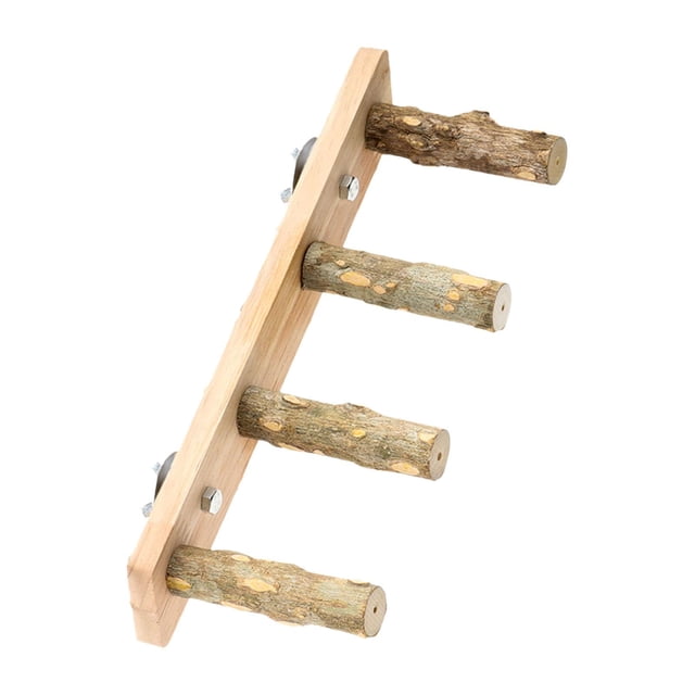 DOLITY Bird Wooden Ladder Bridge Bird Cage Ladder for Parakeets Small Medium Parrot 4 sections