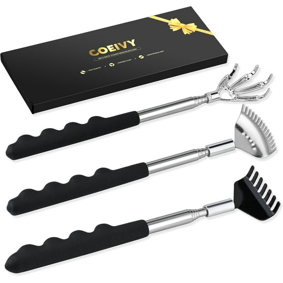 Set of 5 Extendable & Retractable Back Scratchers, Stainless Steel with ...