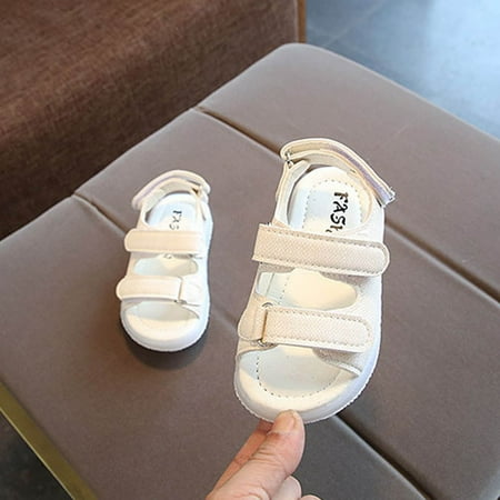 

PENDANE Summer Sandals Children LED Light Shoes Beach Shoes Hollow Breathable Soft Sole Little Ones Active Lace-Ups Toddlers Breathable Lace-Ups Girl s Sandals Deals Savings(White 23)