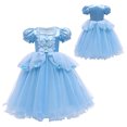 thumbnail image 3 of IBTOM CASTLE Girls Cinderella Princess Fancy Dress up Fairy Tale Halloween Carnival Cosplay Flower Ruffle Tulle Tutu Birthday Party Dress for Photo Shoot 6-7 Years Blue, 3 of 8