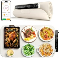 Electric Warming Mat for Food 24.8"×15" with APP & Button Control, Fast Heating Silicone Warming Tray, Rollable & Dishwasher Safe for Countertop, Parties & Travel