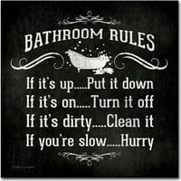 Canvas Art Bathroom Product Image Trademark Fine Art Bath Rules B W Canvas By Stephanie Marrott