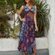 thumbnail image 2 of Vestido De Noche De Lujo Sin Mangas Para Mujer, Paisley Print Vestido De Fiesta, 2 of 5