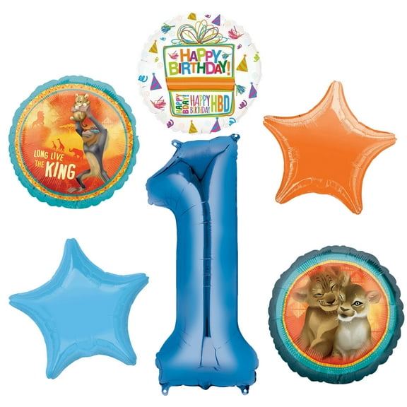 Lion King Party Supplies 1st Birthday Balloon Bouquet Decorations - Blue Number 1