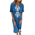 thumbnail image 2 of ATENAR Ladies Dresses Lightweight Printed Dresses Fashion Dress Blue XL, 2 of 8