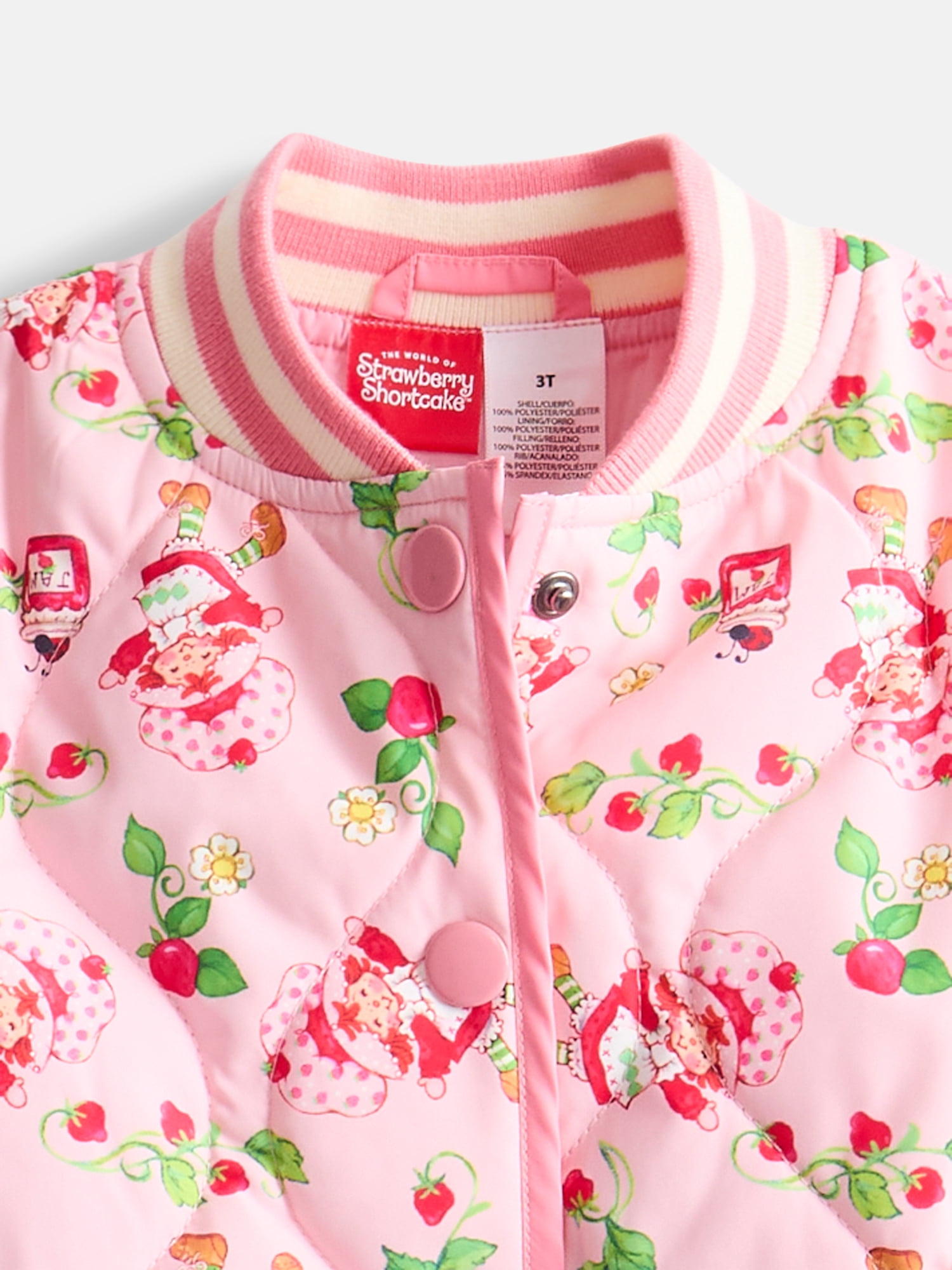 Strawberry Shortcake Toddler Girls Quilted Bomber Jacket, Sizes 12M-5T