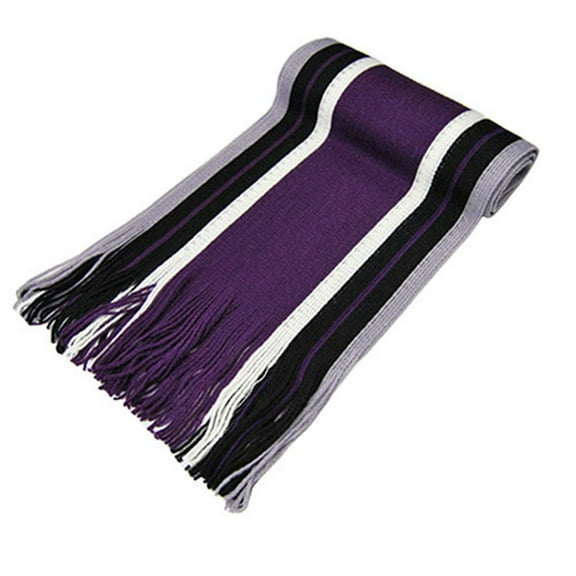 NUZYZ Men's Classic Acrylic Shawl Winter Warm Long Fringe Striped Tassel Scarf Purple