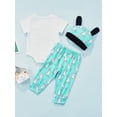 thumbnail image 4 of Biekopu Boys Easter Suit, Short Sleeve Letter Romper Tops+Long Pants+Hat, 4 of 8