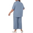thumbnail image 4 of Women's Plus Size 2 Piece Outfits Casual Top and Wide Leg Pants Loose Pants Lounge Set, 4 of 4