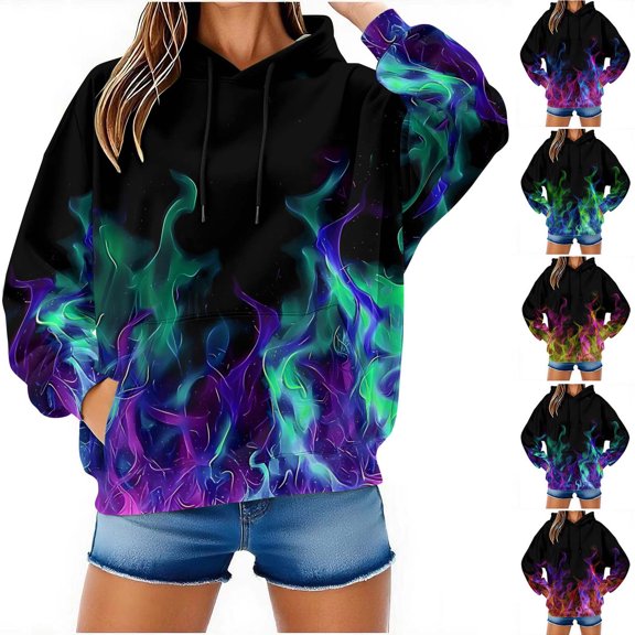 DDAPJ pyju Hoodies for Men Women 3D Flame Graphic Novelty Hooded Sweatshirts Oversized Casual Street Hoodie with Pocket Hot Pink XXL