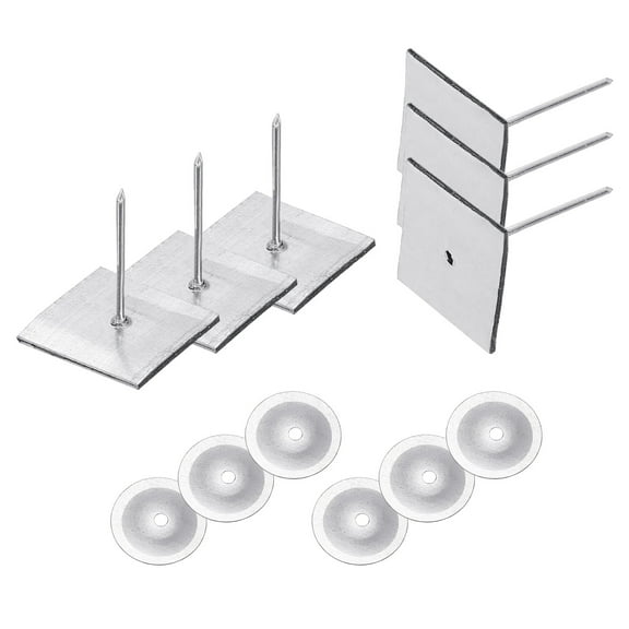 30mm Self Stick Insulation Pins, 100Sets 0.95in Self Locking Washers Aluminum Insulation Hangers Cap Round Washers for Foam Board Wall Floor Ceiling