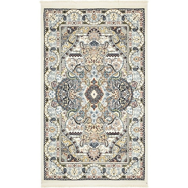Unique Loom Narenj Medallion Textured Area Rug 3' x 5' Rectangle Ivory/Tan