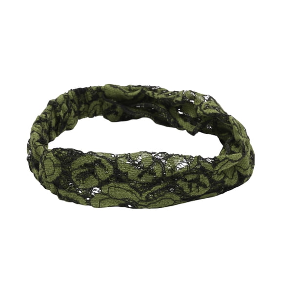 Unique Bargains Lotus Wide Lace Headband for Women 1 Pc Green