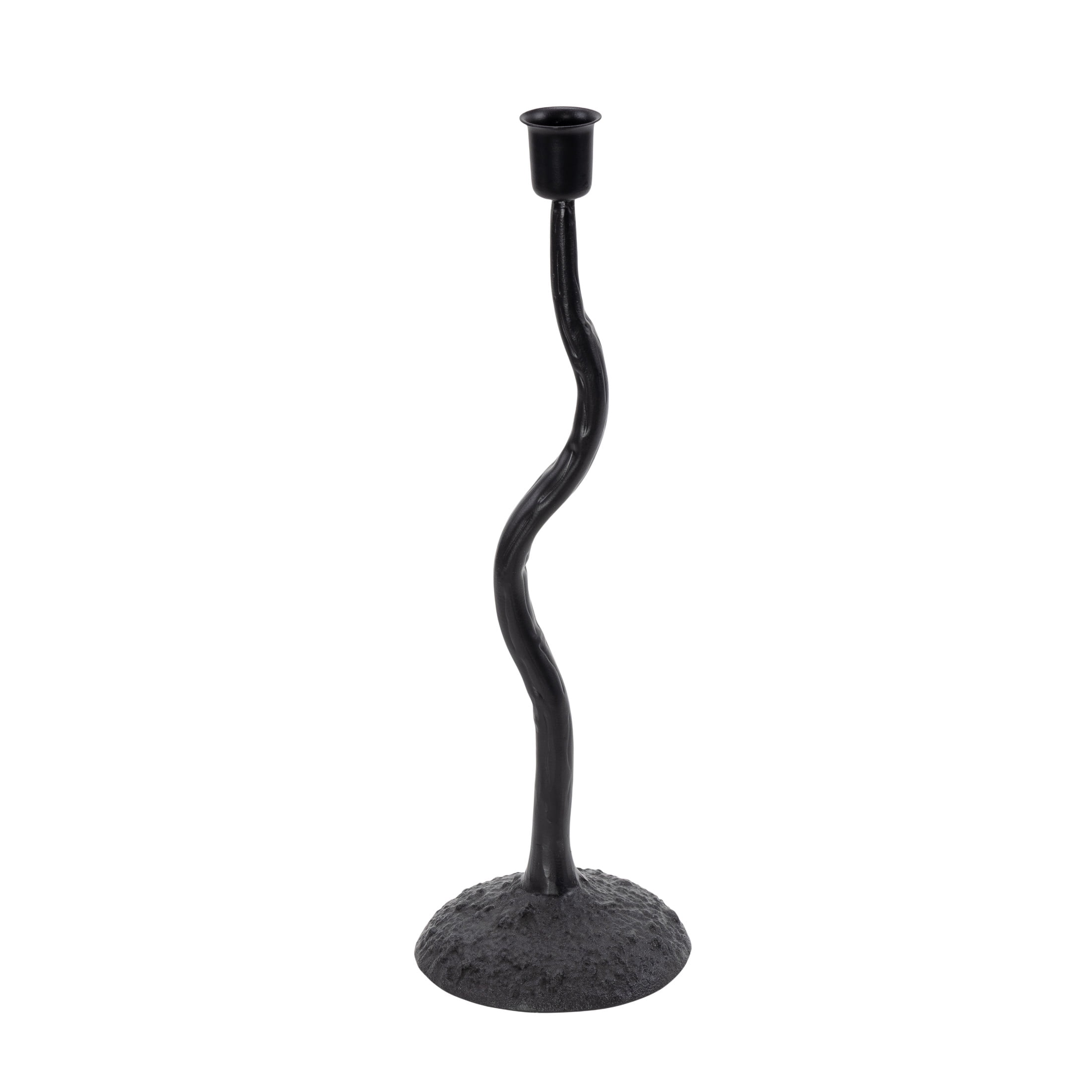 DecMode Black Metal Candle Holder with Round Base