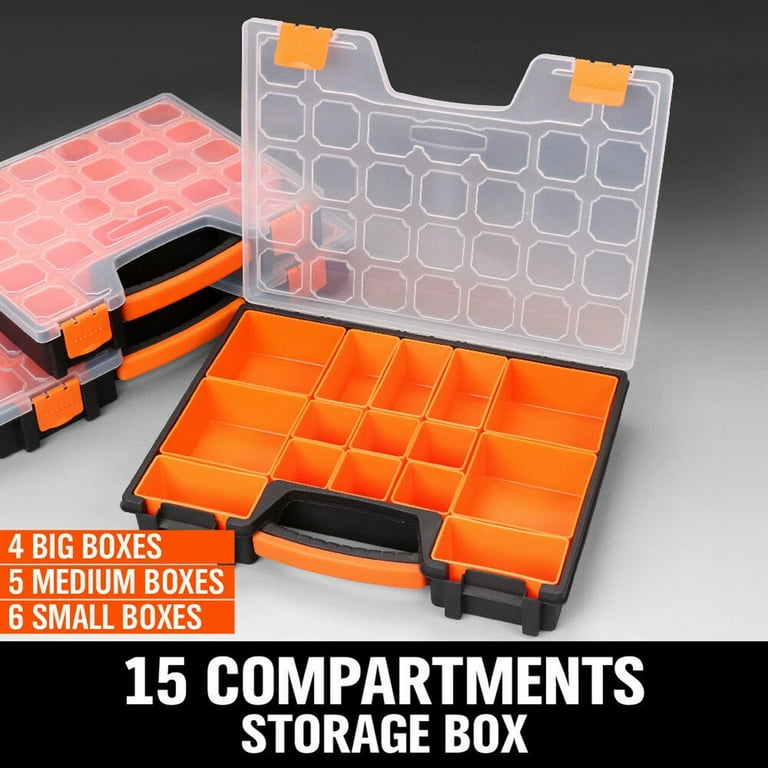 Part Storage Organizer with 22 Compartment Plastic Tool Box Bin Screw Case  