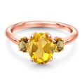 thumbnail image 3 of Gem Stone King 18K Rose Gold Plated Silver Yellow Citrine Engagement Ring for Women | 2.01 Cttw | Oval 9X7MM | Gemstone November Birthstone | Size 7, 3 of 6