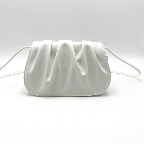 White Crossbody Bags for Women, Soft Pleated Shoulder Tote Bag Small Clutch Purse