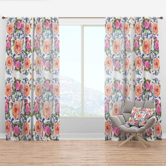Designart 'Blossom Pink XXXIV' Floral Curtain Panel