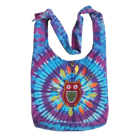 KayJayStyles Hippie Hobo Sling Cross body Tie Dye Owl Bag Nepal (Best Sling Bags For Women)