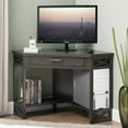 thumbnail image 2 of Leick Home 84430 Oak Computer/Writing Corner Desk with Drawer in Smoke Gray, 2 of 12