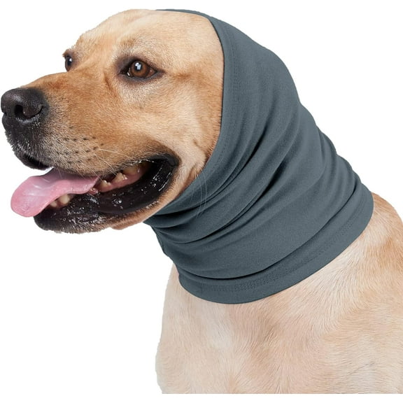 Poezone Calming Hoodie for Dogs - Stretchy Dog Ear Cover, No Shake Anxiety Head Wrap Quiet Ears, Pet Snoods for Thunder, Lightning, Fireworks, Vet Visits, Grooming, Rabbit Plush Fabric