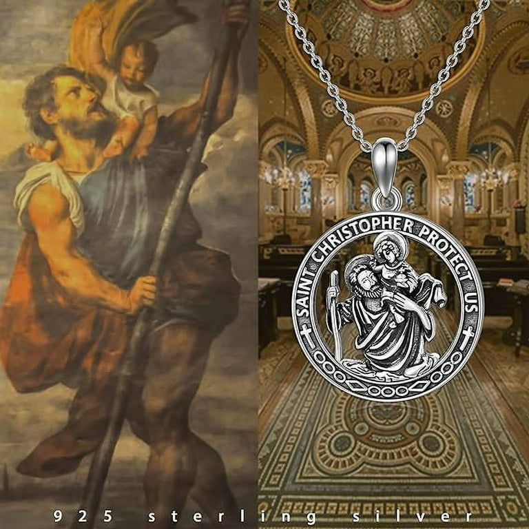 SOULMEET St Christopher Necklace 925 Sterling Silver The Archangel