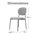 thumbnail image 3 of Sillas para Comedor y Sala Redonda Tapizadas Bouclé con Respaldo Estilo Moderno y Minimalista con Patas de Metal Set 2 Silas Gris GAON, 3 of 5