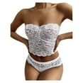thumbnail image 1 of Conjunto de lencería sexy sin tirantes con encaje cruzado en el pecho para mujer - Ropa interior push up, poliéster, color liso, tallas S-XXL, ropa informal para todas las estaciones, 1 of 4