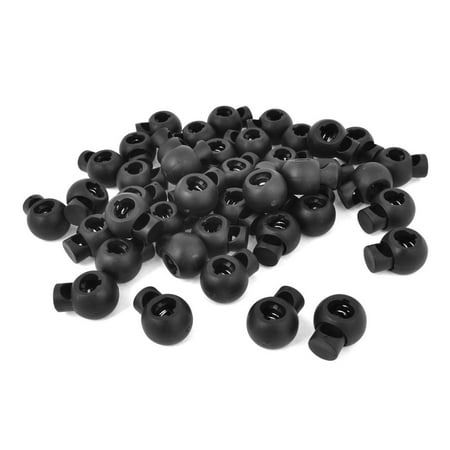 Adjustable Cord Lock Unique Bargains 50 PCS 8mm Dia Hole Backpack Drawstring Spring Cord Locks Ends Black ()