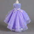 thumbnail image 4 of LIJCC Girls Sleeveless Dress Piano Concert Sequin Dress Kids Girls Star Decoration Dress Wedding Pageant Long Tail Dresses with Bow-Knot Lace Party Grown Outfit, 4 of 5