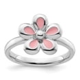 thumbnail image 5 of Auriga Fine Jewelry 925 Sterling Silver Polished Pink Enameled Flower Ring for Women Size 5, 5 of 6