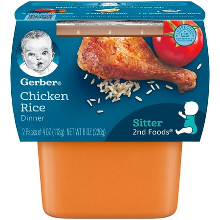 Dinner Baby Food - Gerber 2nd Foods Chicken & Rice Nutritious Dinner Baby Food, 4 oz. Tubs, 2 Count