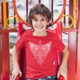 thumbnail image 3 of Tee Hunt Gothic Firefighter Emblem Youth T-Shirt Courage Honor Sacrifice Kids, Red, X-Large, 3 of 5