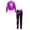 Purple, variant on TiaoBug Kids Girls Metallic Zipper Long Sleeves Jacket and Shiny Striped Leggings Pants Dance Outfits Gold 10