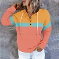 thumbnail image 2 of Lenpel Hoodies for Women Casual Long Sleeve Quarter Button Color Block Pullover Sweatshirts Fall Winter Fashion Tops(Yellow,X-Large), 2 of 6